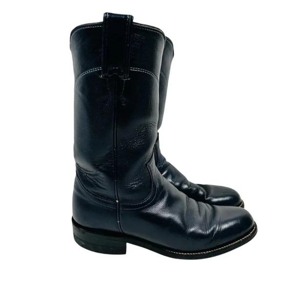 Justin Women’s Cora Western Boot Size 4.5 Navy Blue Leather - Picture 1 of 11